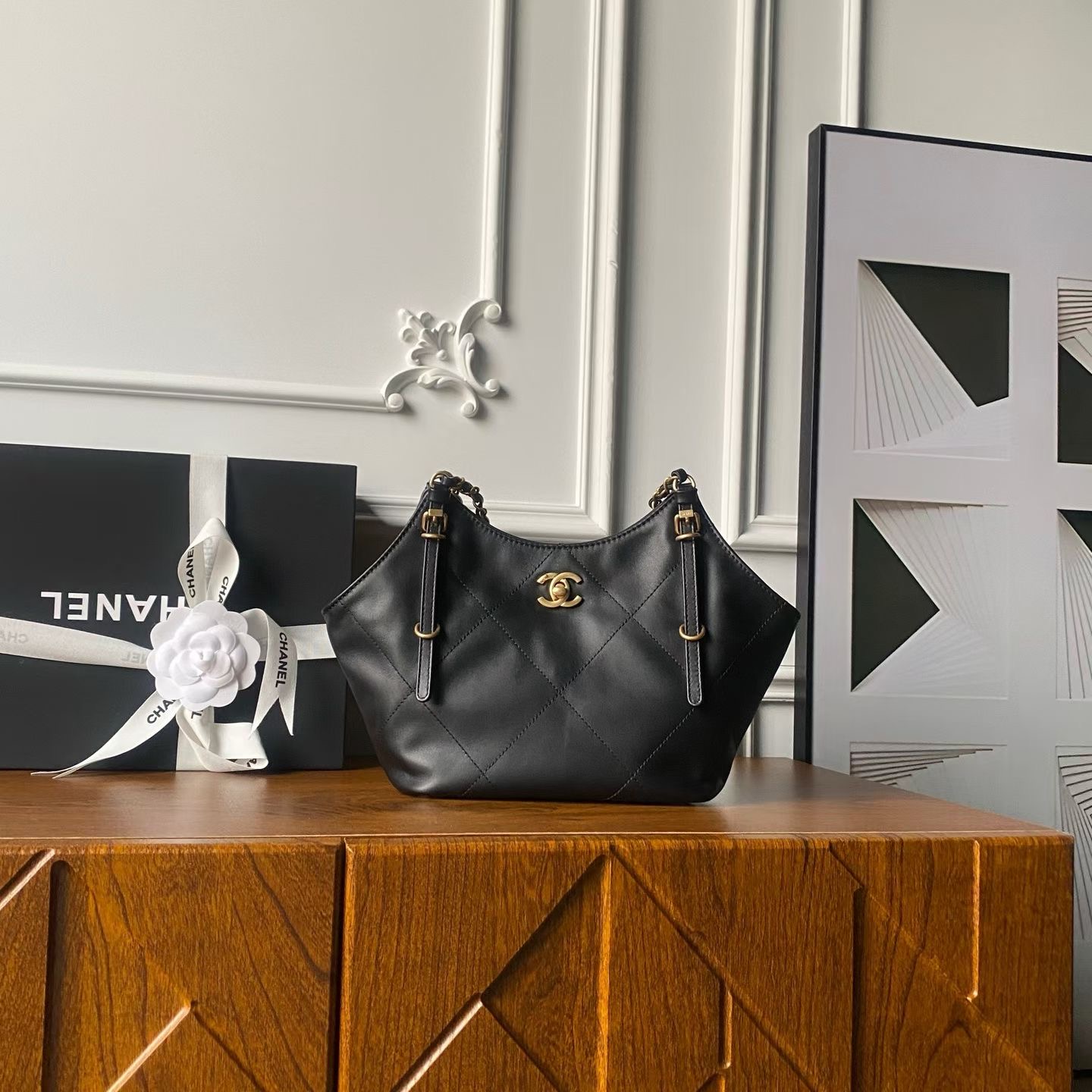 샤넬 26c 라피아 쇼핑백 스몰 20x28x7cm